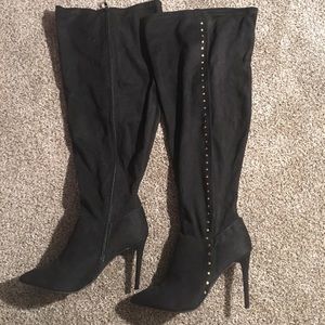 New Black Suede Heel Boot